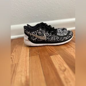 Nike free 5.0 cheetah print custom swavorski sneakers